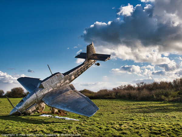 Battle of Britain-Stainless Steel sculpture of Crashed Junkers JU87 Stuka Picture Board by Mike Hardy