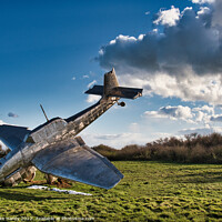 Buy canvas prints of Battle of Britain-Stainless Steel sculpture of Crashed Junkers JU87 Stuka by Mike Hardy