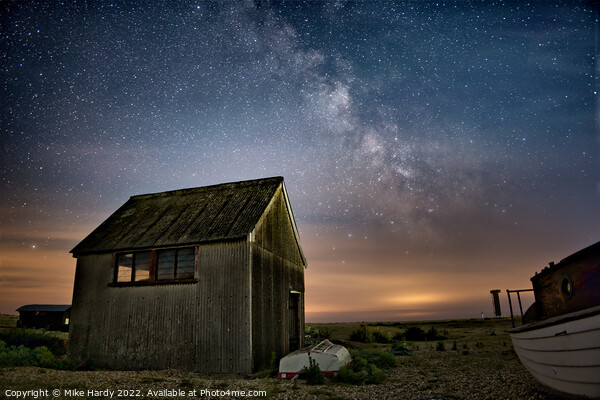Starry coastal shack at Dungeness. Picture Board by Mike Hardy