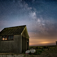 Buy canvas prints of Starry coastal shack at Dungeness. by Mike Hardy