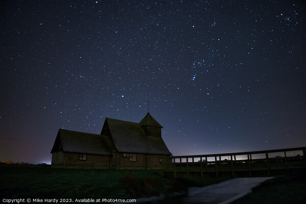 Medieval Fairfield Church beneath the stars Picture Board by Mike Hardy