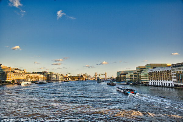 Cityscape view of the Thames towards Tower Bridge Picture Board by Mike Hardy