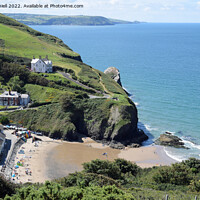 Buy canvas prints of Llangranog from clifftop by Paul Daniell