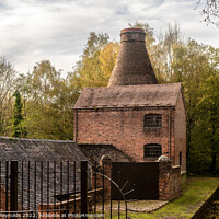 Buy canvas prints of Bottle Kiln with Canal at Coalport China Museum Sh by Pamela Reynolds