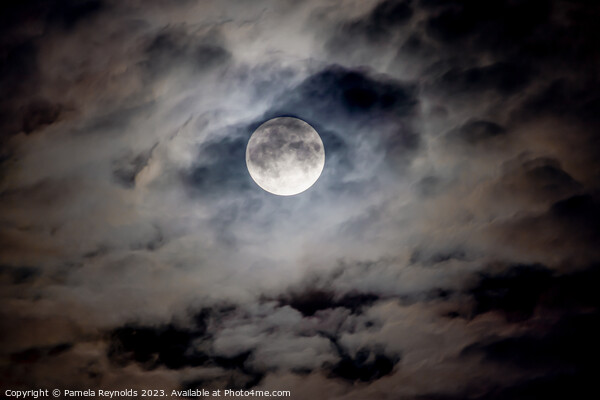 Night Time  Cloudscape with Blue Moon Picture Board by Pamela Reynolds