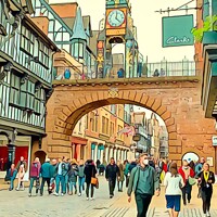 Buy canvas prints of Eastgate Street Chester City Centre by John Brython