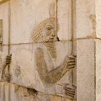 Buy canvas prints of 2500 year old carving of a soldier at Persepolis, Iran by Gordon Dixon