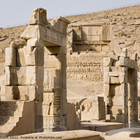 Buy canvas prints of Ruins of the Kings Palace and the tomb of Artaxerxes II at Persepolis, Iran by Gordon Dixon
