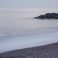 Buy canvas prints of Rocks and Shoreline with hazard marker - West Bay, Dorset by Gordon Dixon