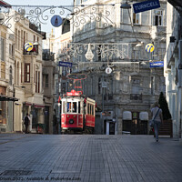Buy canvas prints of Taksim to Tunel tram in Istiklal Street, Istanbul by Gordon Dixon