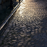Buy canvas prints of Wet cobbled street - early morning Istanbul by Gordon Dixon
