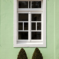 Buy canvas prints of Pastel mint green window in historic city centre - Brazil by Gordon Dixon