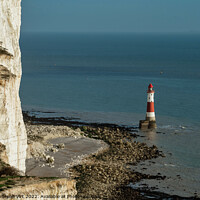 Buy canvas prints of Lighthouse with white cliffs by Eszter Imrene Virt