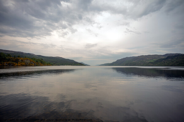 Cloudy sky over Loch Ness in Scotland Picture Board by Eszter Imrene Virt
