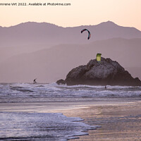 Buy canvas prints of Wind surfers on the Pacific Oean near San Francisco by Eszter Imrene Virt