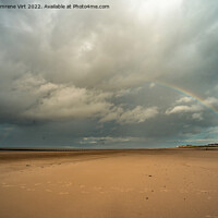 Buy canvas prints of Rainbow after a storm at Crosby Beach, Merseyside by Eszter Imrene Virt