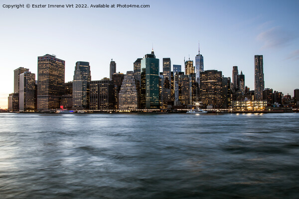 Long exposure picture of the skyline of New York Picture Board by Eszter Imrene Virt
