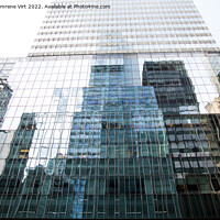Buy canvas prints of Abstract reflections of skyscrapers on the screen of a building in Manhattan, New York by Eszter Imrene Virt