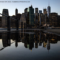 Buy canvas prints of Reflection of the skyline of Manhattan at night by Eszter Imrene Virt