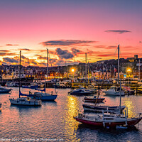 Buy canvas prints of Scarborough Harbour sunset by Tony Millward