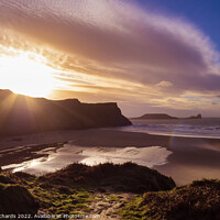 Buy canvas prints of Worm's Head & Rhossili Bay in Winter by Chris Richards