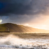 Buy canvas prints of Rough Seas at Aberystwyth by Chris Richards