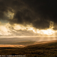 Buy canvas prints of Sun Rays Over Brynamman, Brecon Beacons by Chris Richards