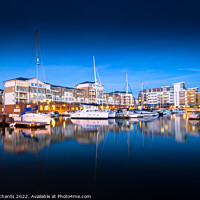 Buy canvas prints of Sovereign Harbour, Eastbourne at Night by Chris Richards