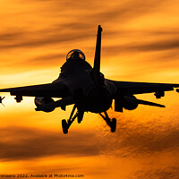 Buy canvas prints of F-16 sunset landing by Kris Christiaens