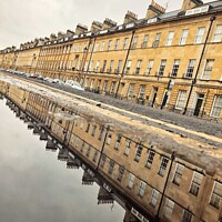 Buy canvas prints of Great Pulteney St in the puddle  by Rowena Ko