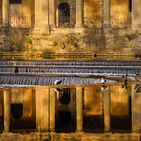 Buy canvas prints of Reflection at the Pulteney Weir  by Rowena Ko