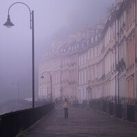 Buy canvas prints of Foggy Street in Bath   by Rowena Ko