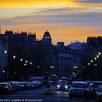 Buy canvas prints of Great Pulteney Street in dusk sunset by Rowena Ko