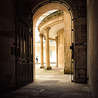 Buy canvas prints of Looking at the Cross Bath through an Arch Gate by Rowena Ko