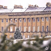 Buy canvas prints of Royal Crescent in snow by Rowena Ko
