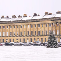 Buy canvas prints of Royal Crescent in snow by Rowena Ko