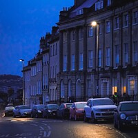 Buy canvas prints of The Camden Crescent in a frost winter morning  by Rowena Ko