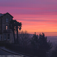 Buy canvas prints of Sunrise view at the Camden Crescent in Bath by Rowena Ko