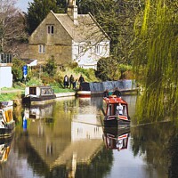 Buy canvas prints of Bathampton in Spring time - Canal  by Rowena Ko
