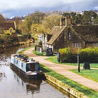Buy canvas prints of Bathampton in Spring time - Pub on the Canal  by Rowena Ko