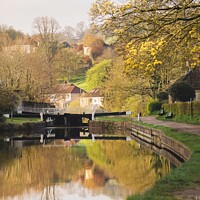 Buy canvas prints of Peaceful Kennet & Avon Canal in Spring light by Rowena Ko