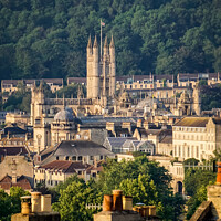 Buy canvas prints of Bath Abbey in golden summer Morning by Rowena Ko