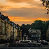 Buy canvas prints of Sunrise at Great Pulteney Street in Bath  by Rowena Ko