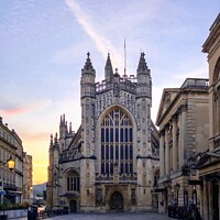 Buy canvas prints of Morning view of Bath Abbey by Rowena Ko