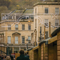Buy canvas prints of Christmas Market on Union Street in cotswold city Bath by Rowena Ko