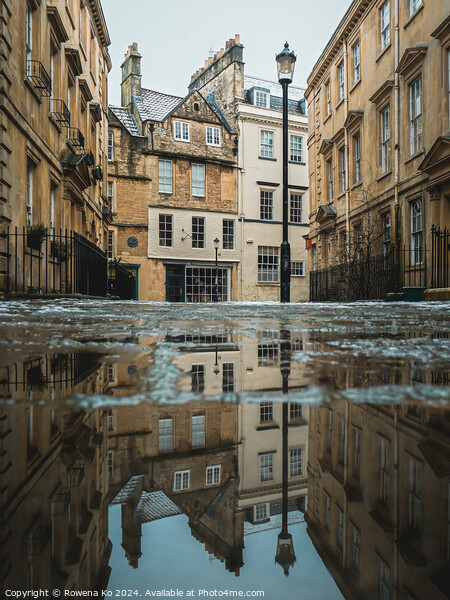 Photography of puddle reflection in cotswold city Bath, somerset, UK Picture Board by Rowena Ko