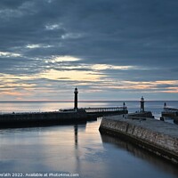 Buy canvas prints of Whitby piers in the evening light by Bobby De'ath