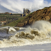 Buy canvas prints of Surfing at Whitby, North Yorkshire, UK. by Anthony David Baynes ARPS