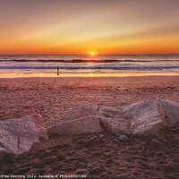 Buy canvas prints of Widemouth Bay Cornwall sunset  by Andrew Denning