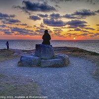 Buy canvas prints of Watching the sunset at Widemouth Bay, Bude, Cornwall  by Andrew Denning